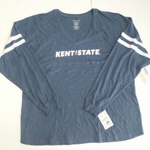 NWT Mens Boxercraft Navy Blue W/White KENT STATE V-neck LS Tee Shirt Size XL